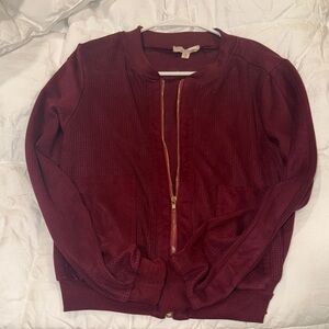 Maroon Mesh Bomber Jacket